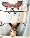 Corgi Bathtime Shower Curtain | 100% Polyester Water Repellent Fabric 70"x 72" | 12 Button Hole Slots | Choose Corgi Color | Made to Order