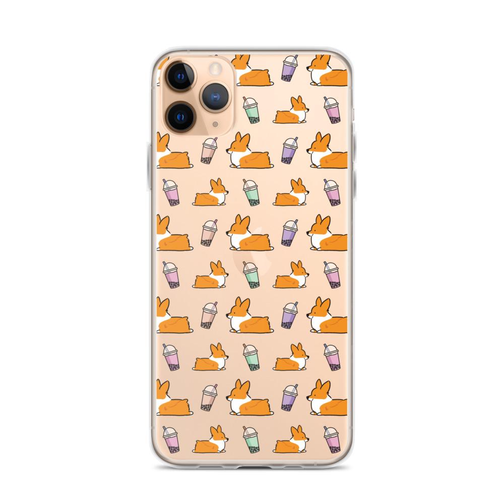 Bubble Tea Corgis Clear iPhone Case