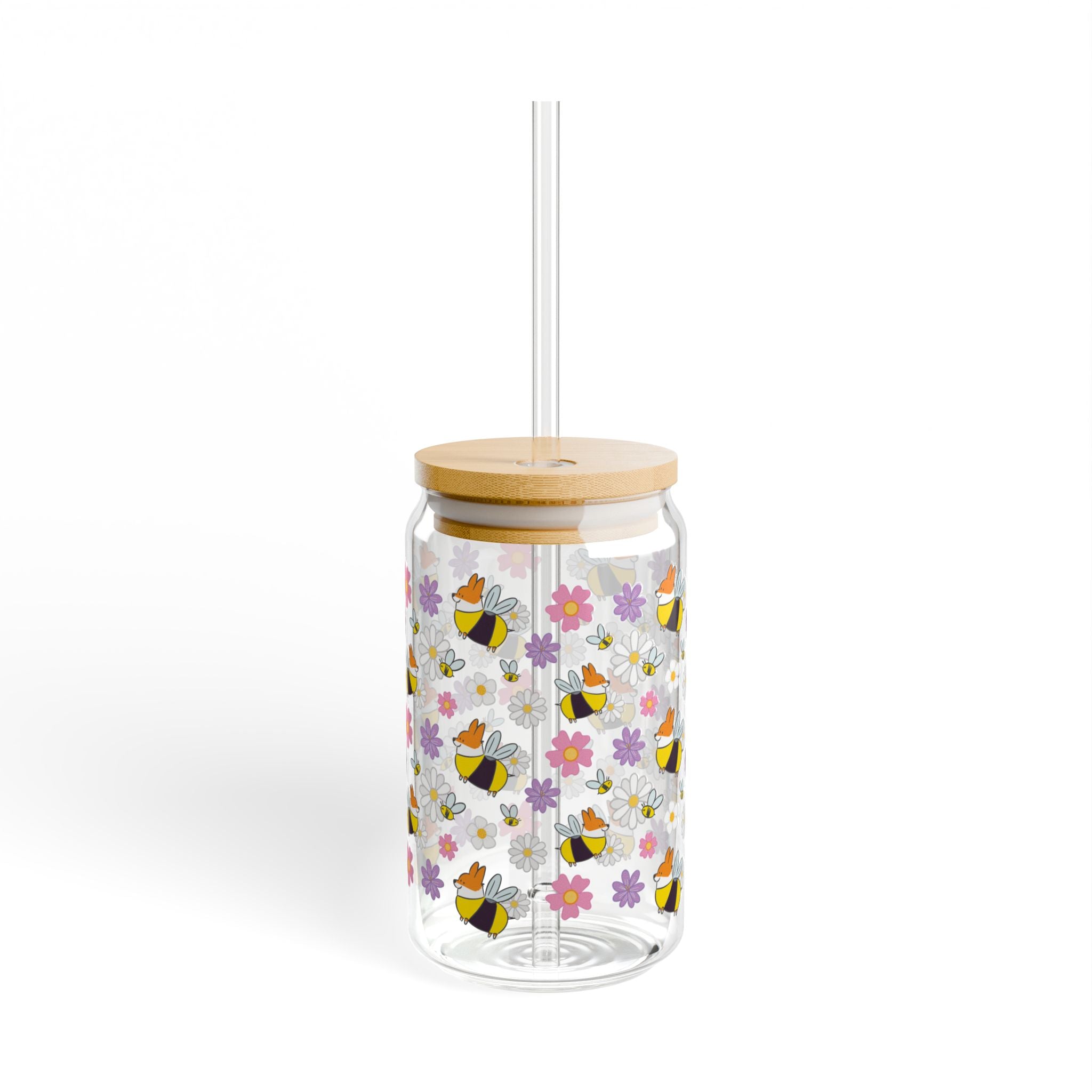 "Corgi Bees" Glass Tumbler | 16oz
