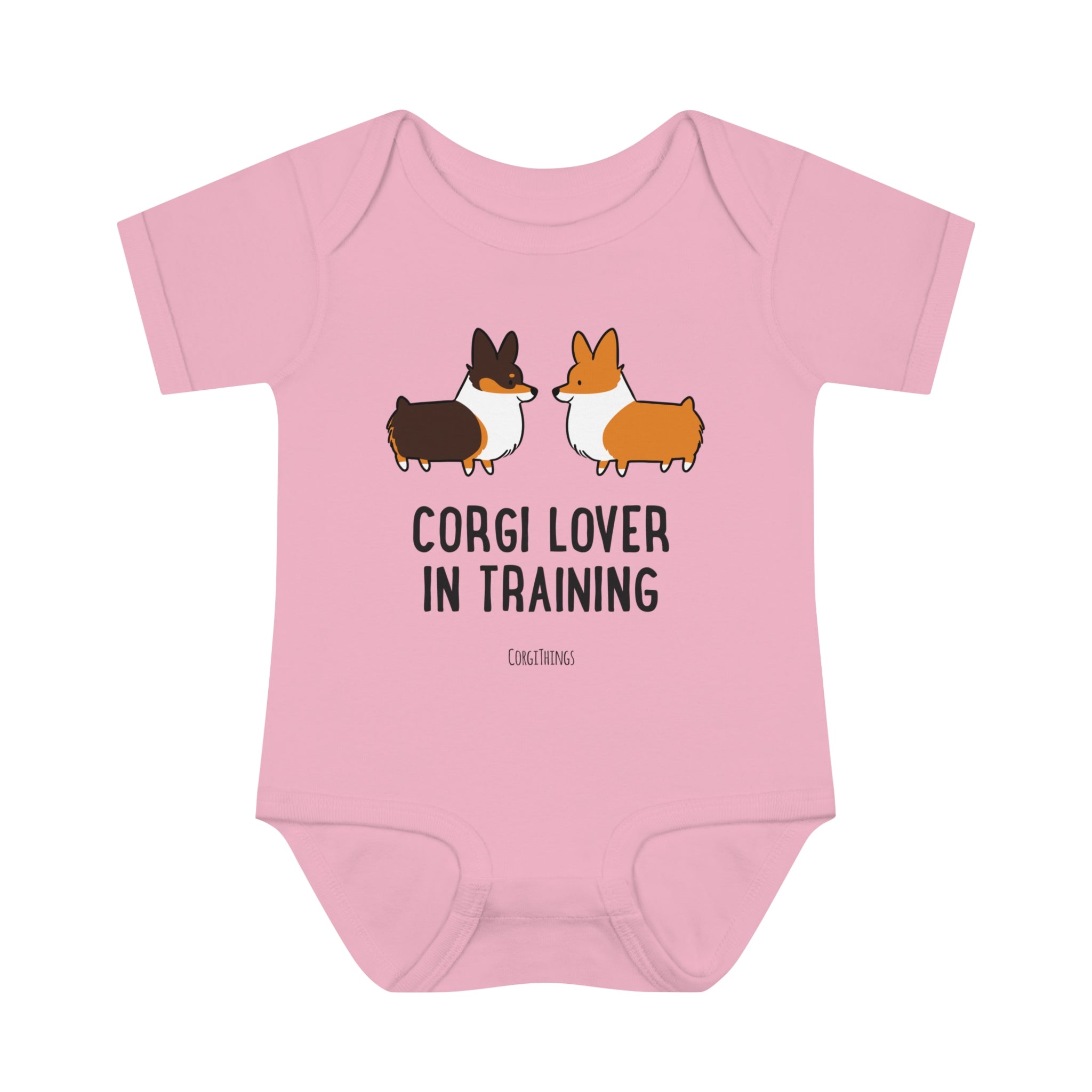 "Corgi Lover in Training" Baby Bodysuit | Red + Tri Combo