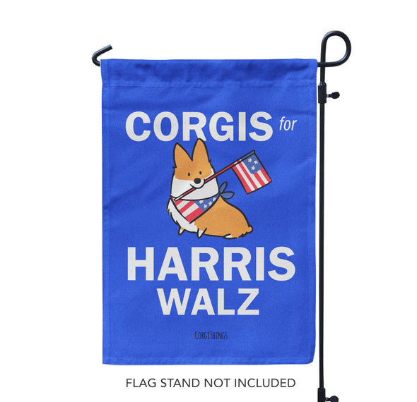 "Corgis for Harris Walz" Garden Flag