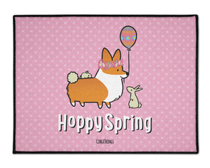 "Hoppy Spring" Corgi Floor Mat