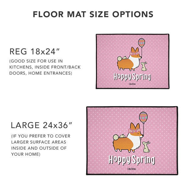 "Hoppy Spring" Corgi Floor Mat