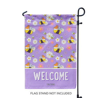 "BumbleCorgis" Lavender Garden Flag