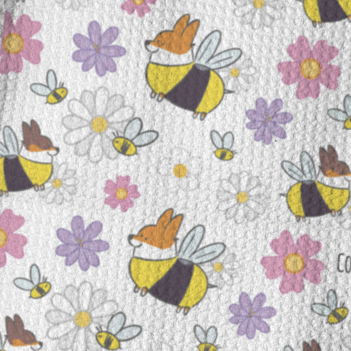 "BumbleCorgis" Waffle Weave Kitchen Towel