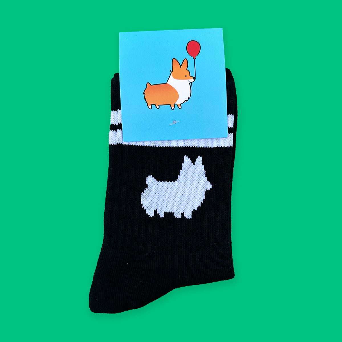 Black Corgi Crew Socks