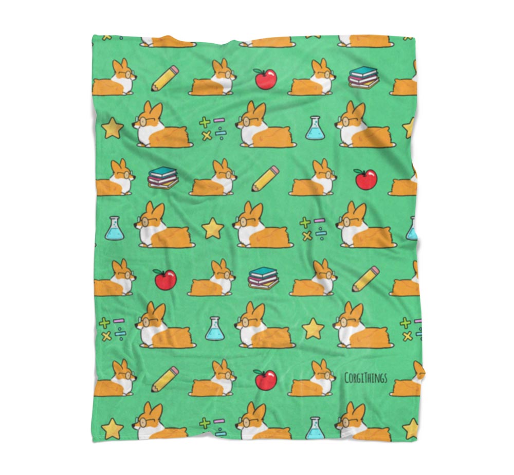 "Corgi Classroom" Fleece Blanket | 3 Sizes