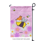 "Corgi Bee" Pink Garden Flag