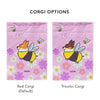 "Corgi Bee" Pink Garden Flag