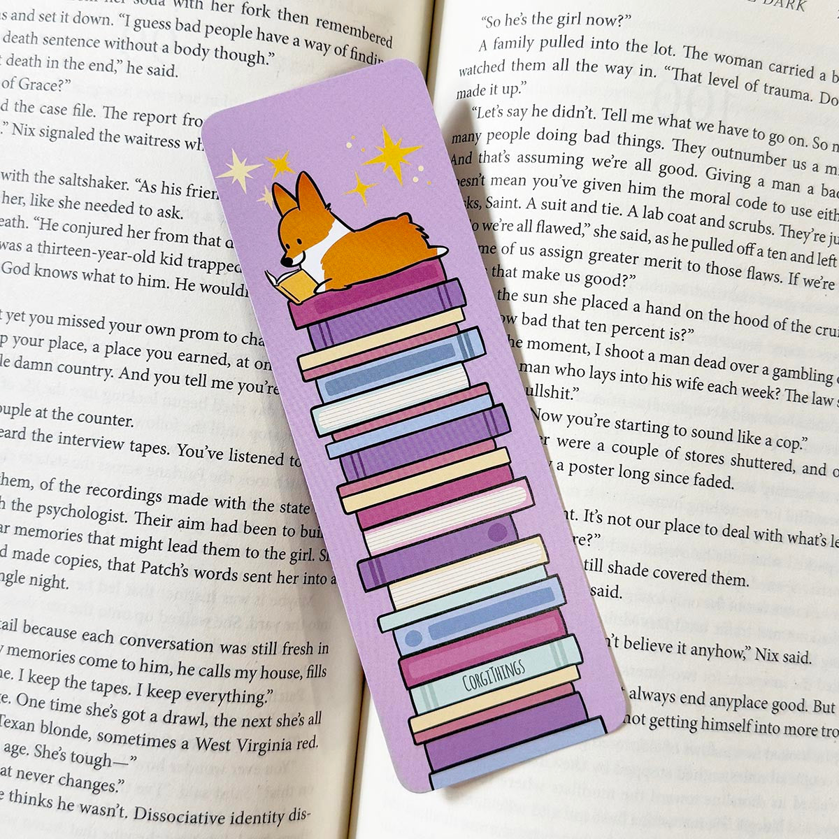 Purple Corgi Bookmark | Corgi Book Club