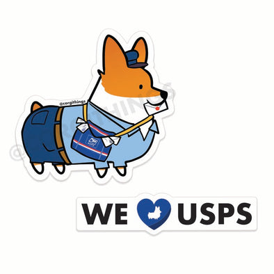 "We Loaf USPS" Mail Corgi Vinyl Sticker Set