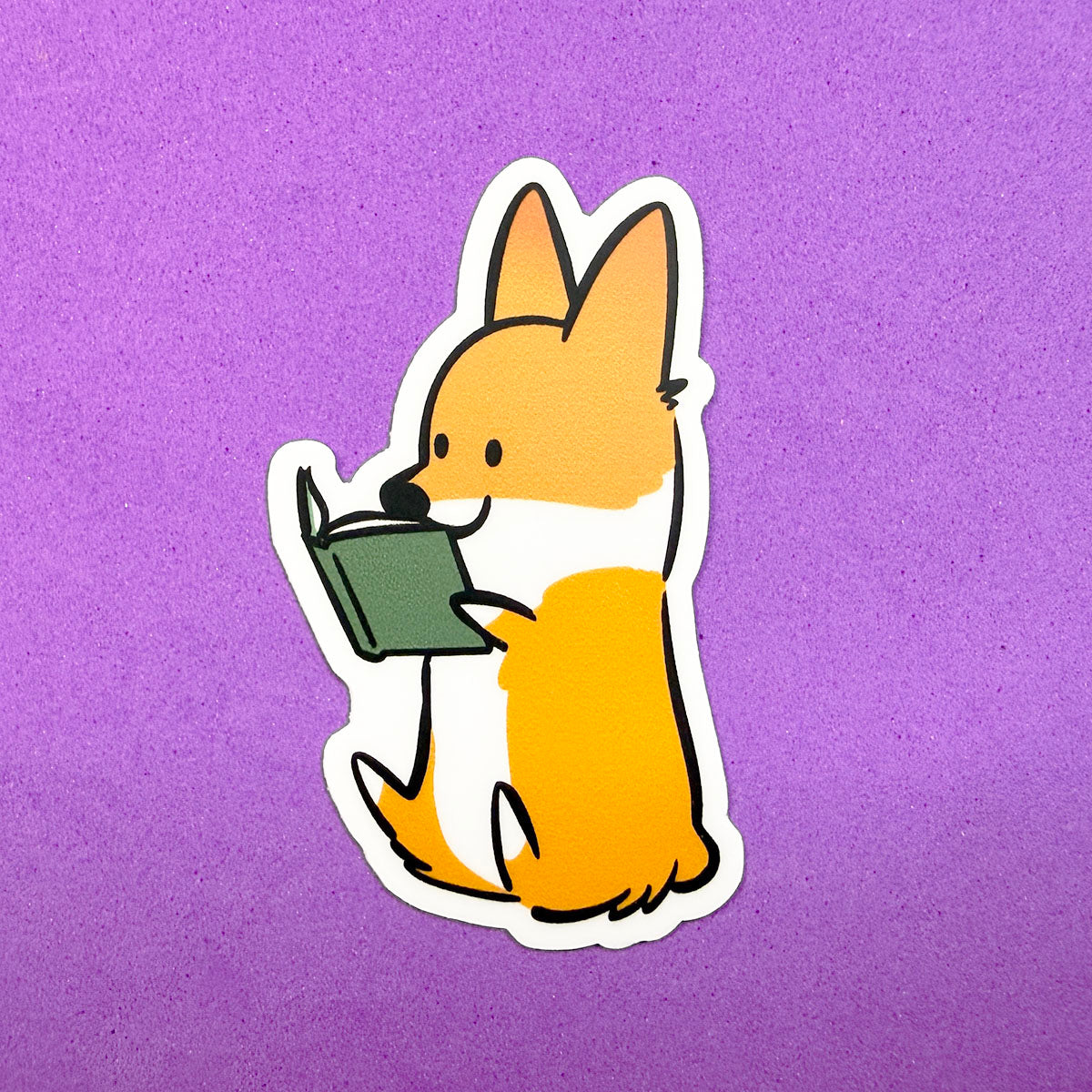 "Bookish" Corgi Vinyl Sticker | Corgi Book Club