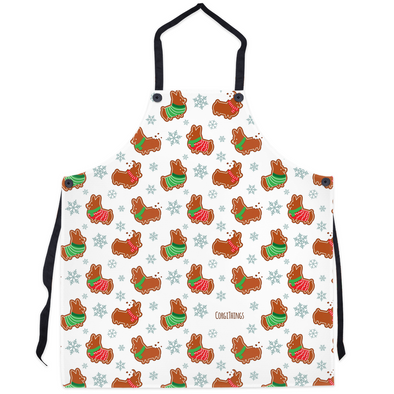 "Gingerbread Corgis" White Apron | Holiday Collection