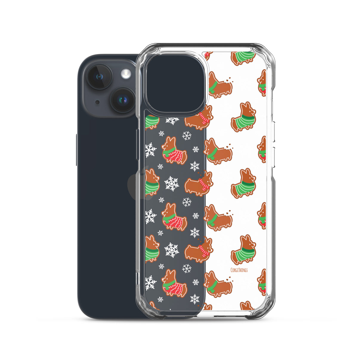 "Gingerbread Corgis" Clear iPhone Case | Holiday Collection