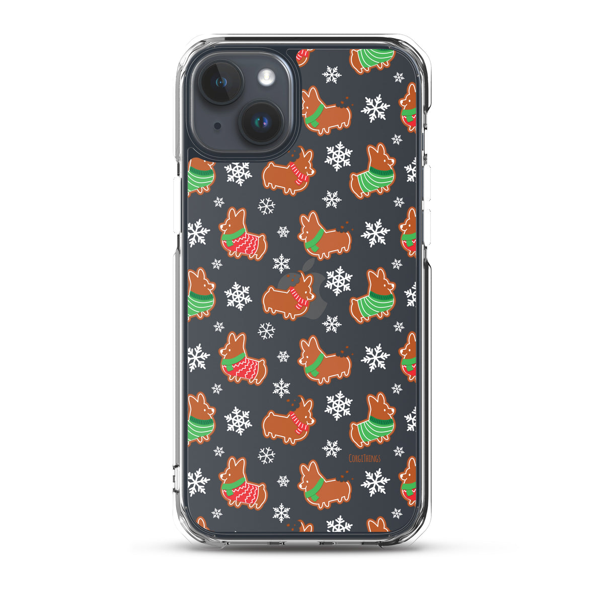 "Gingerbread Corgis" Clear iPhone Case | Holiday Collection
