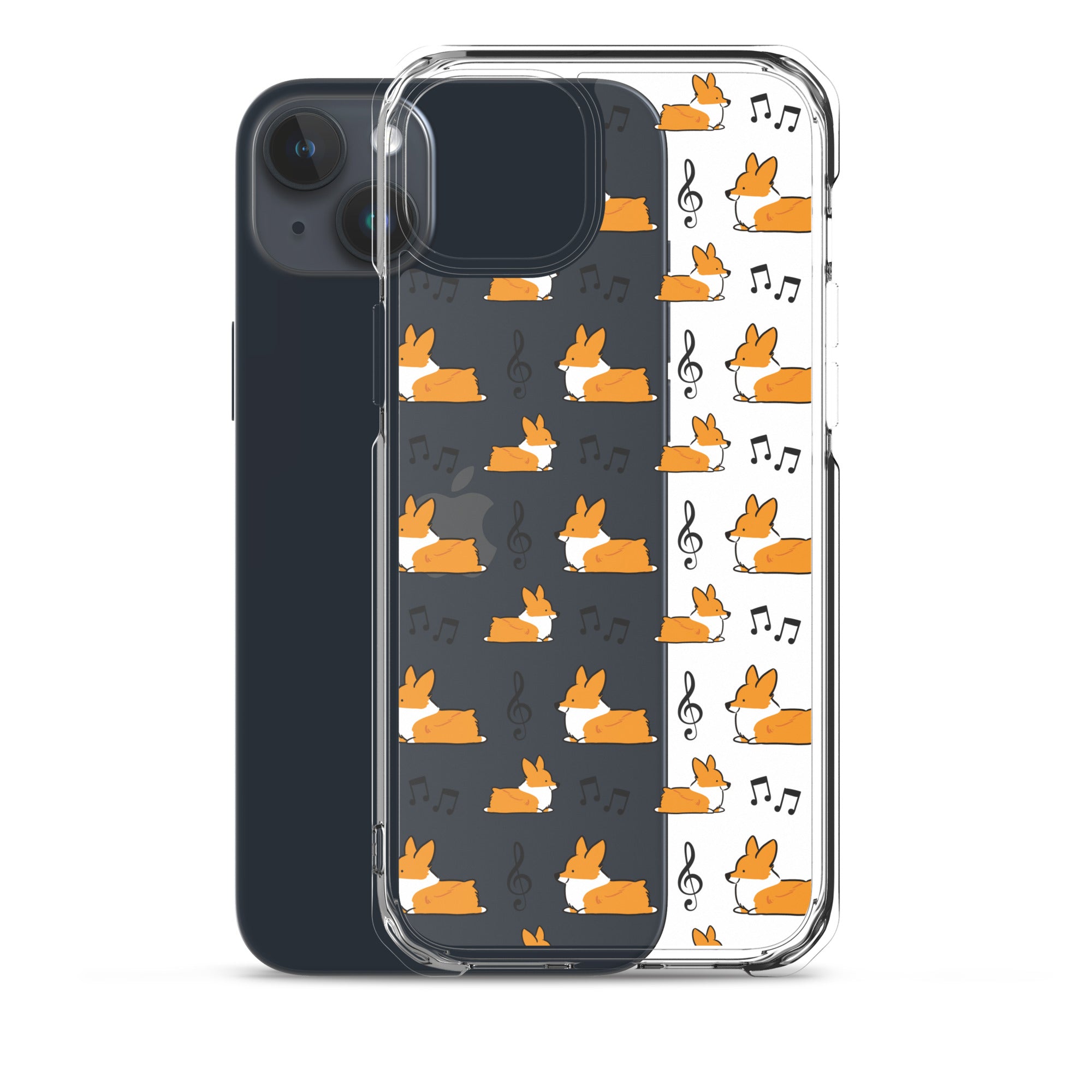 "Music Notes" Corgi Clear iPhone Case