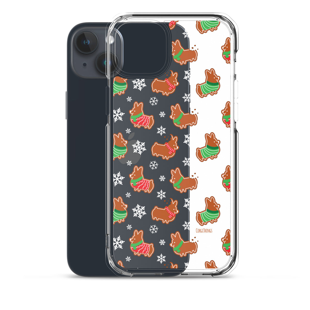 "Gingerbread Corgis" Clear iPhone Case | Holiday Collection