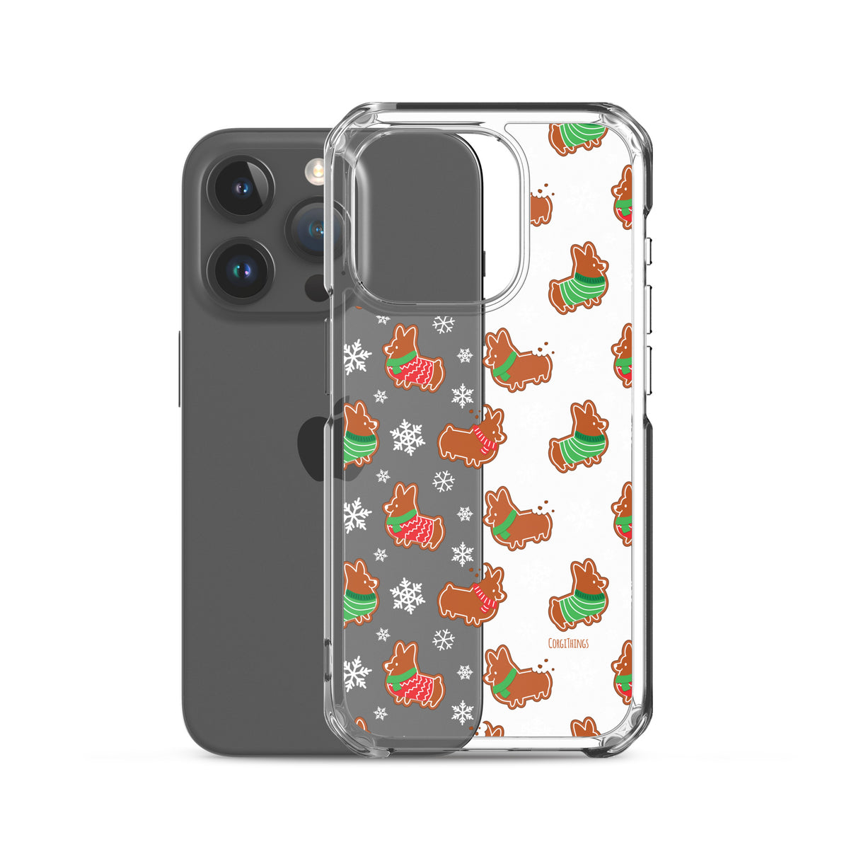 "Gingerbread Corgis" Clear iPhone Case | Holiday Collection