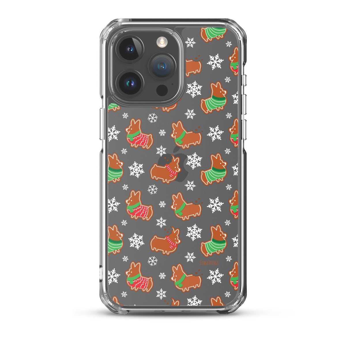 "Gingerbread Corgis" Clear iPhone Case | Holiday Collection