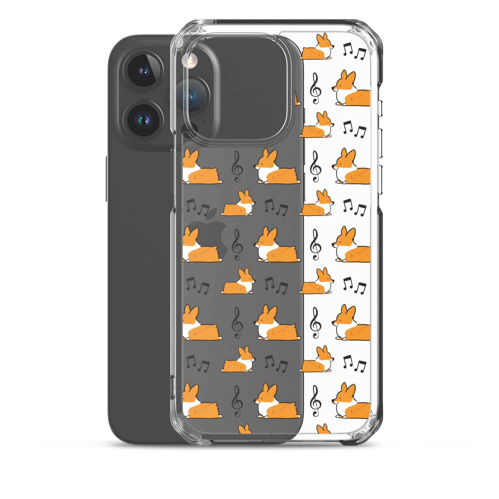 "Music Notes" Corgi Clear iPhone Case