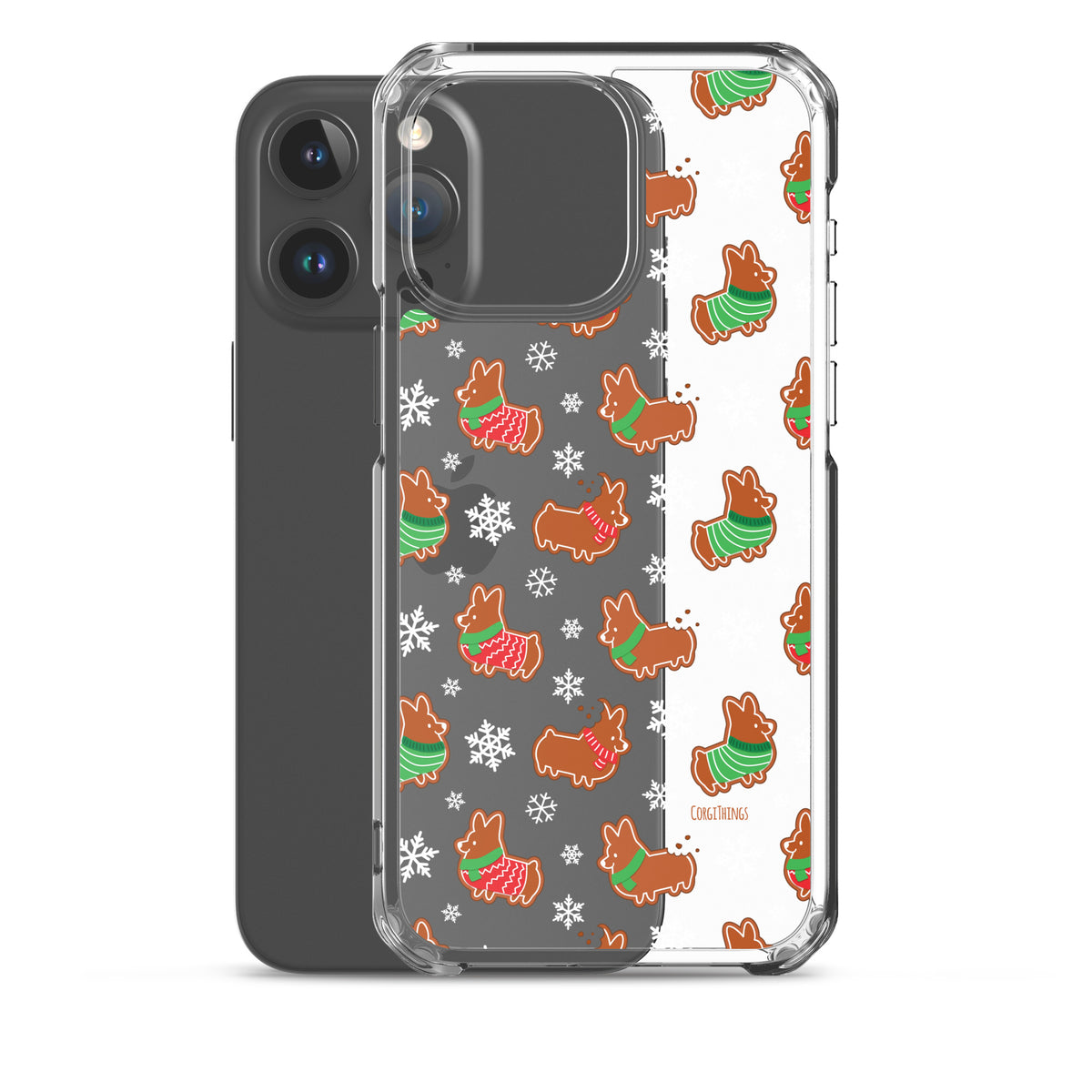"Gingerbread Corgis" Clear iPhone Case | Holiday Collection