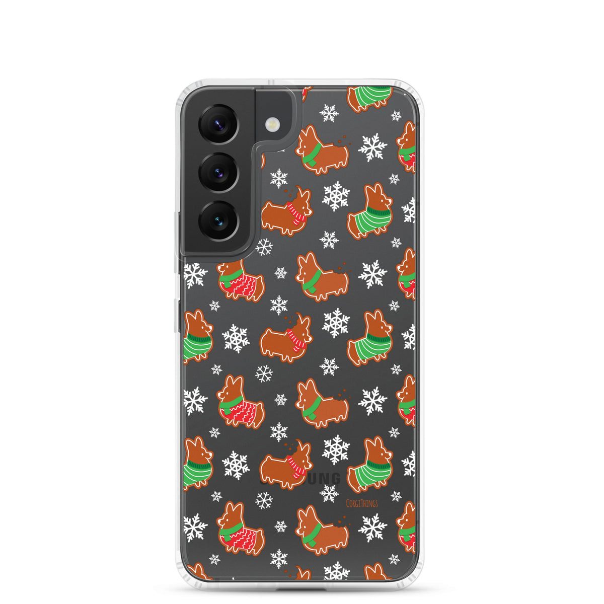 "Gingerbread Corgis" Clear Samsung Phone Case | Holiday Collection