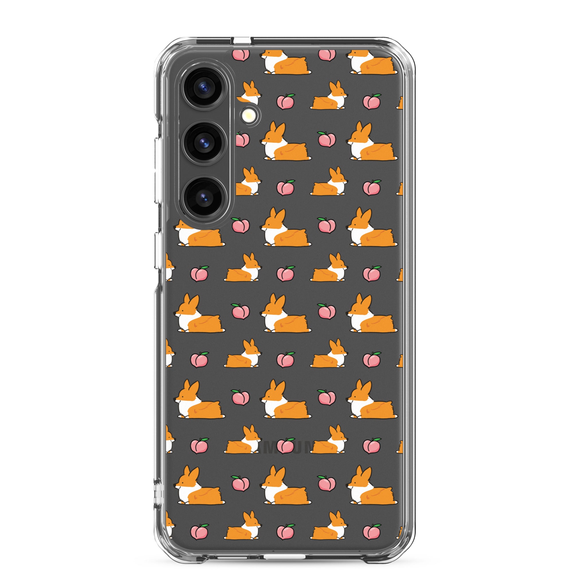"Peach Sploot" Corgi Clear Samsung Phone Case