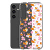 "Cherry Blossoms" Corgi Clear Samsung Phone Case