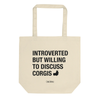 "Introverted" Corgi Canvas Tote Bag