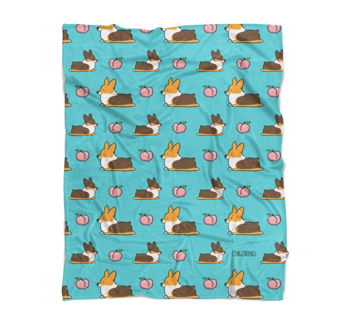 Blue Tricolor Corgi Sploot Fleece Blanket | 3 Sizes