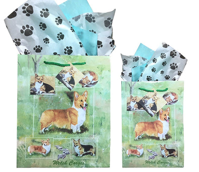 Welsh Corgi Gift Bags Set of Two with Tissue Paper
