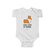 "Corgi Lover in Training" Baby Bodysuit | Red Corgi