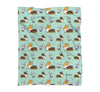 Mint Bubble Tea Tricolor Corgi Fleece Blanket | 3 Sizes
