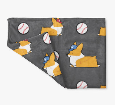 Baseball Corgis Fleece Blanket | 3 Sizes