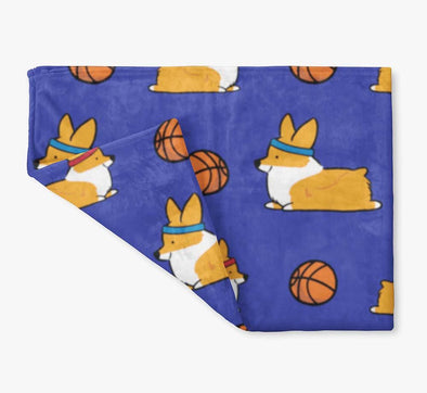 Basketball Corgis Fleece Blanket | 3 Sizes