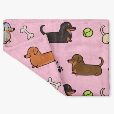 Pink "Doxie Frens" Blanket | 3 Sizes