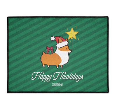 "Happy Howlidays" Corgi Floor Mat | Holiday Collection