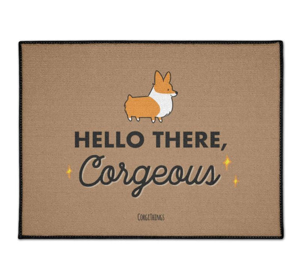 "Hello There Corgeous" Corgi Floor Mat