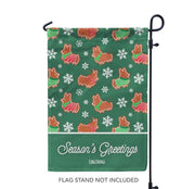 "Gingerbread Corgis" Green Garden Flag | Holiday Collection