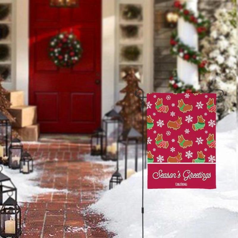 "Gingerbread Corgis" Red Garden Flag | Holiday Collection