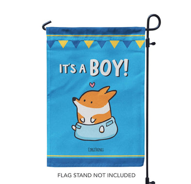 "It's A Boy" Corgi Garden Flag