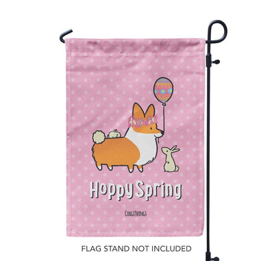 "Hoppy Spring" Corgi Garden Flag
