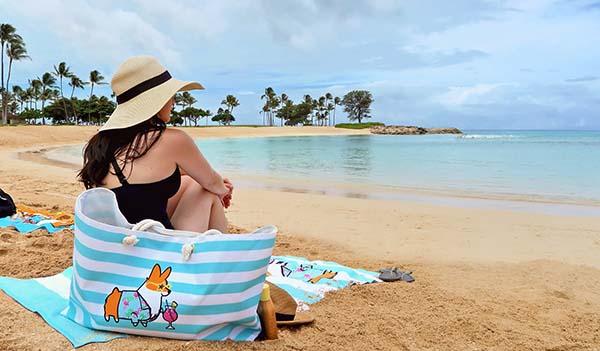 "Miami Vibes" Corgi Oversized Tote Bag | Red Corgi