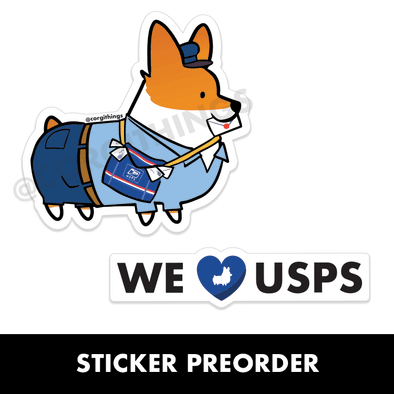 "We Loaf USPS" Mail Corgi Vinyl Sticker Set