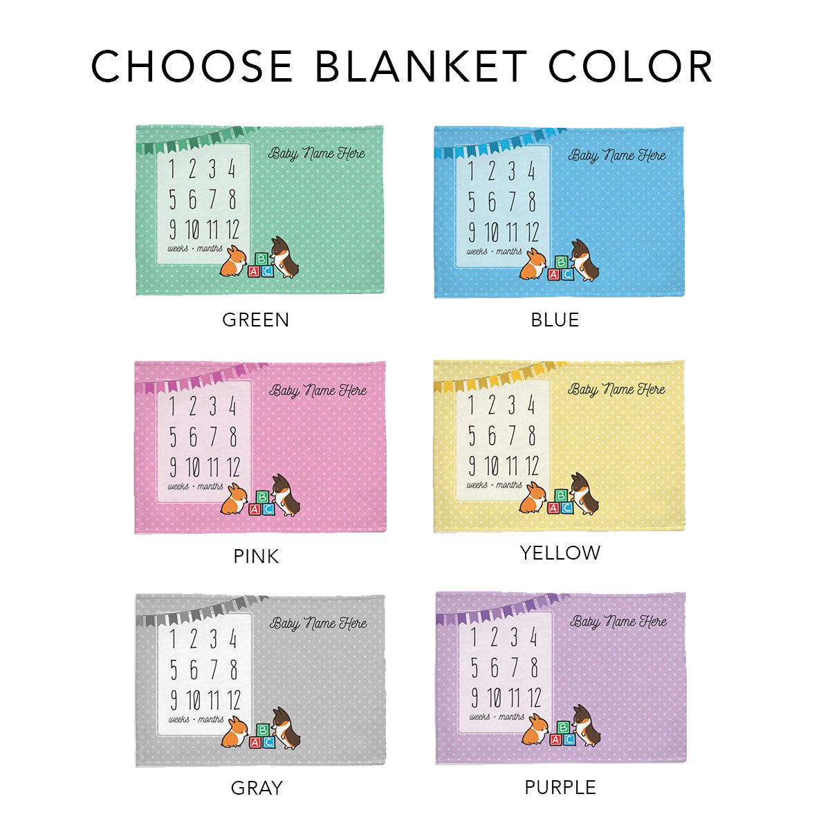 Baby Corgi Milestone Blanket | Customizable