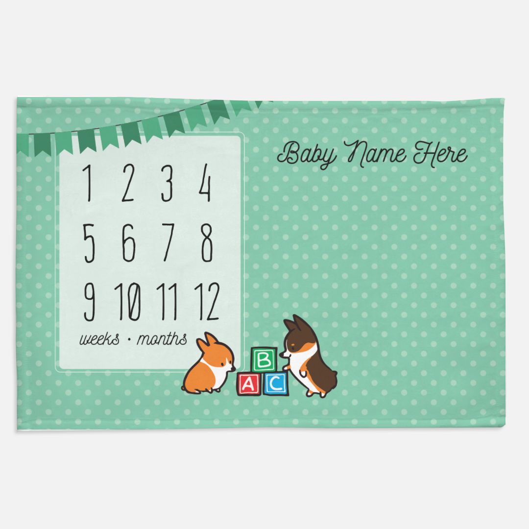 Baby Corgi Milestone Blanket | Customizable