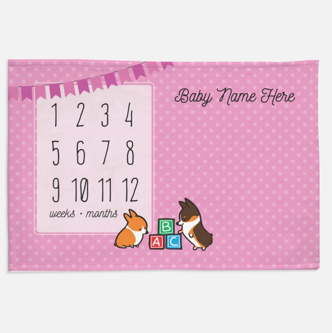 Baby Corgi Milestone Blanket | Customizable