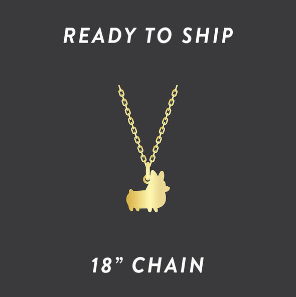 READY TO SHIP: Corgi Things Necklace | Regular Corgi | Yellow Goldfilled 18" Chain