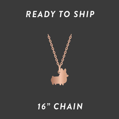 READY TO SHIP: Corgi Things Necklace | Regular Corgi | Rose Goldfilled 16" Chain
