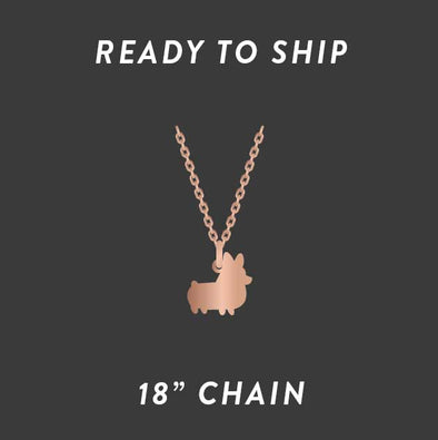 READY TO SHIP: Corgi Things Necklace | Regular Corgi | Rose Goldfilled 18" Chain
